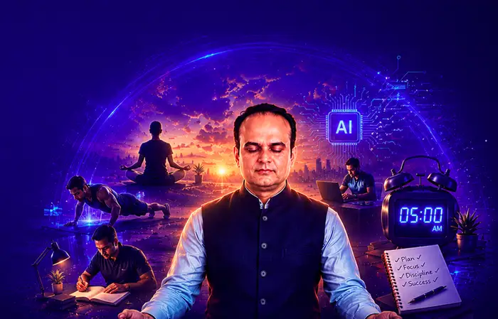 Meditation, exercise, journaling and AI as part of a morning routine